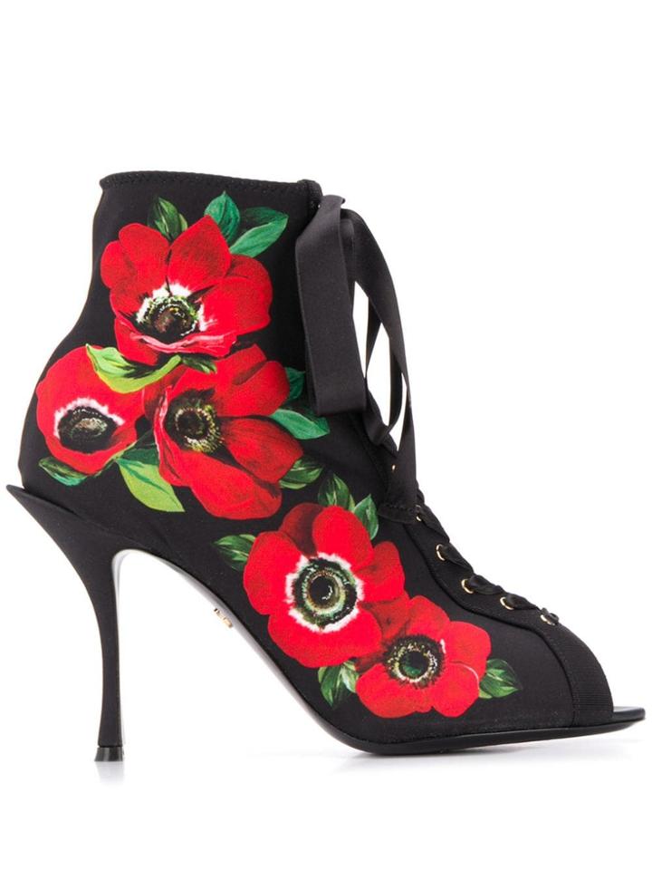 Dolce & Gabbana Printed Stretch Jersey Boots - Red