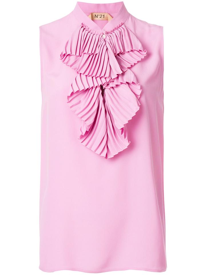 No21 Ruffled Neck Blouse - Pink & Purple