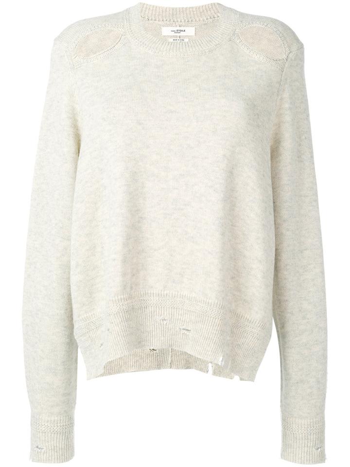 Isabel Marant Étoile - Ripped And Keyhole Detail Sweater - Women - Cotton/wool - 40, Nude/neutrals, Cotton/wool