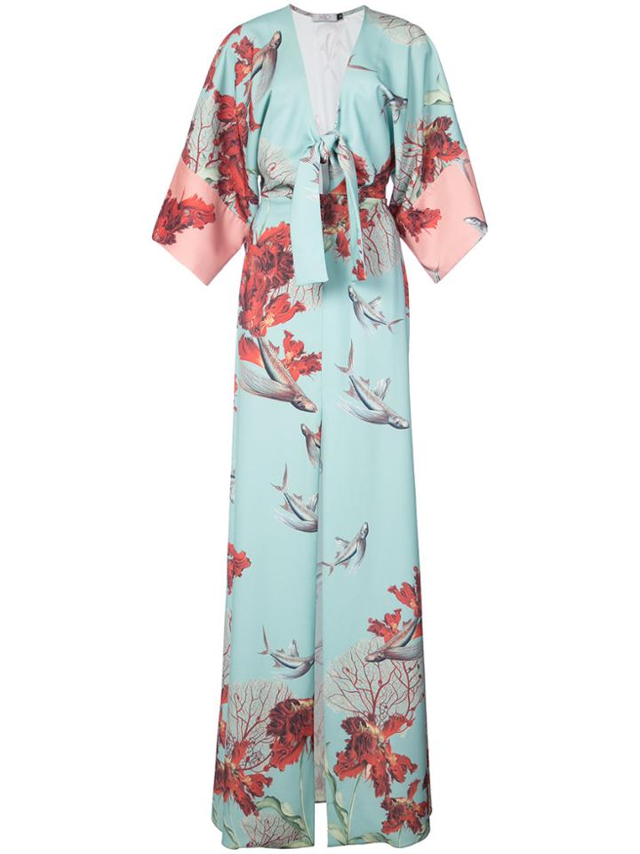 Patbo Flying Fish Print Kimono Dress - Green
