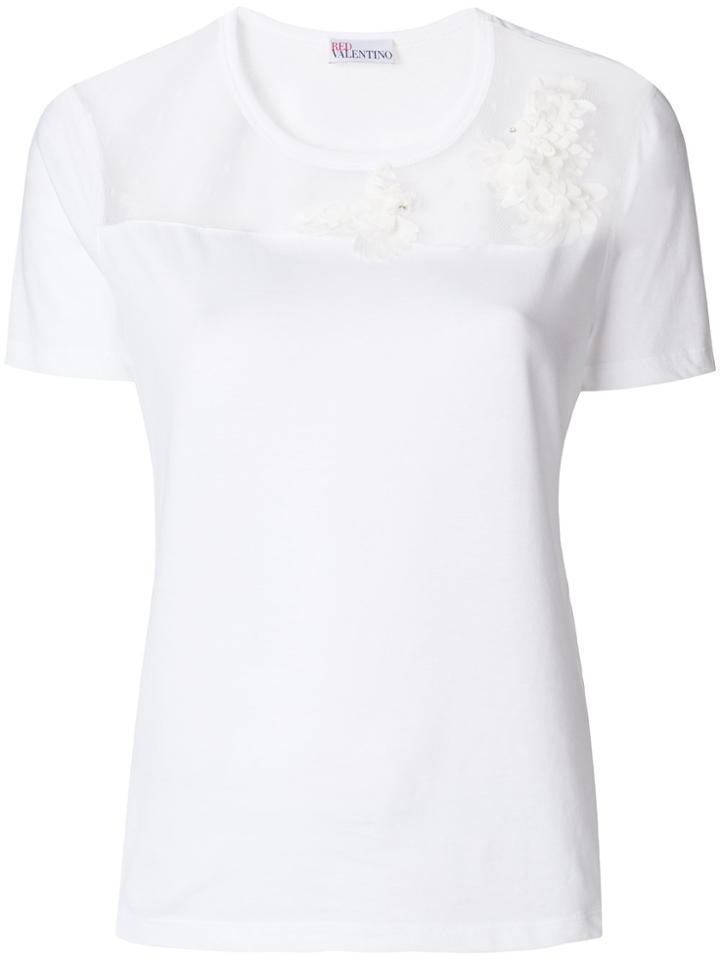 Red Valentino Sheer Panel T-shirt - White