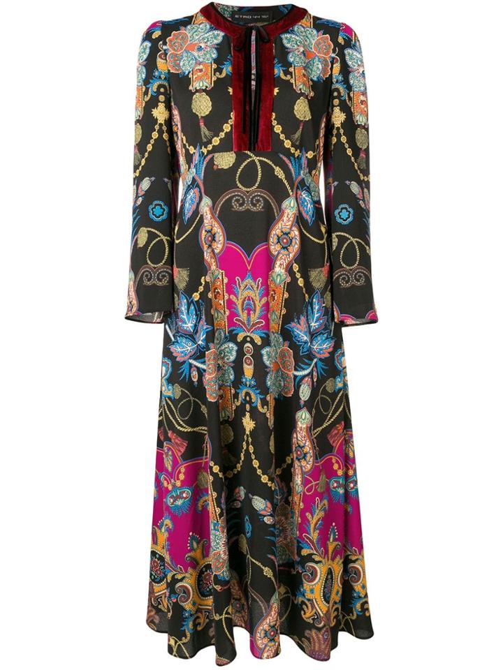 Etro Printed Long Dress - Black