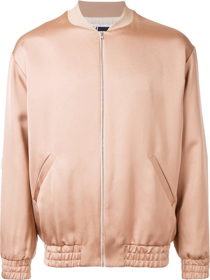 H Beauty & Youth Plain Bomber Jacket, Men's, Size: Medium, Nude/neutrals, Triacetate
