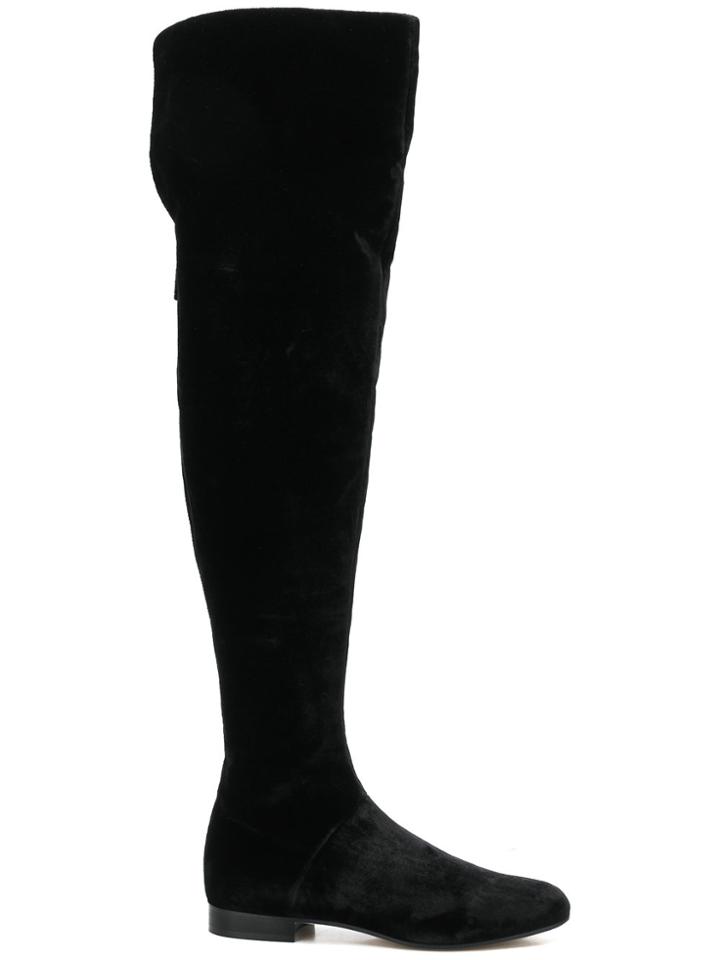 Alberta Ferretti Velvet Thigh-high Boots - Black