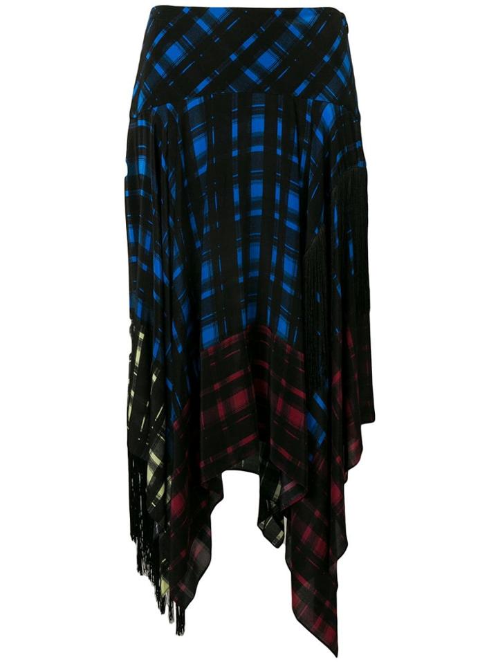 Preen Line Asymmetric Checked Skirt - Black