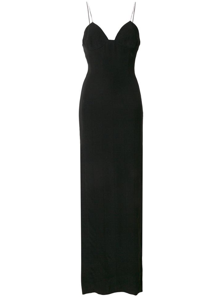 Balmain Long Spaghetti Strap Dress - Black