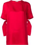 Nina Ricci Tie Cuff Short Sleeved Top, Women's, Size: 40, Red, Silk