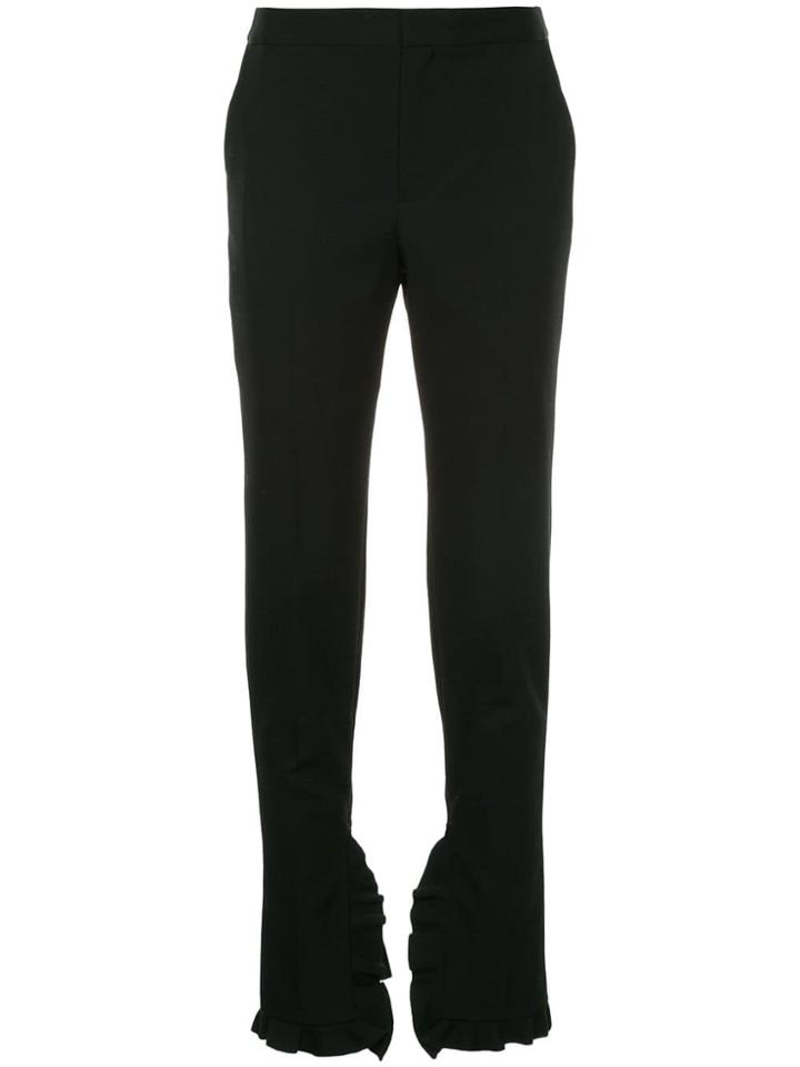 Irene Frilled Hem Trousers - Black