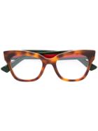 Gucci Eyewear Tortoiseshell Square Glasses, Green, Acetate
