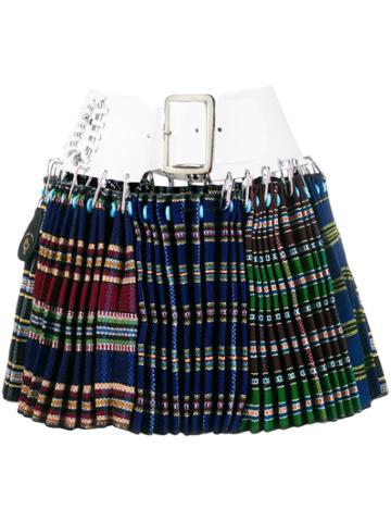 Chopova Lowena Belted Wool Mini Skirt - Blue