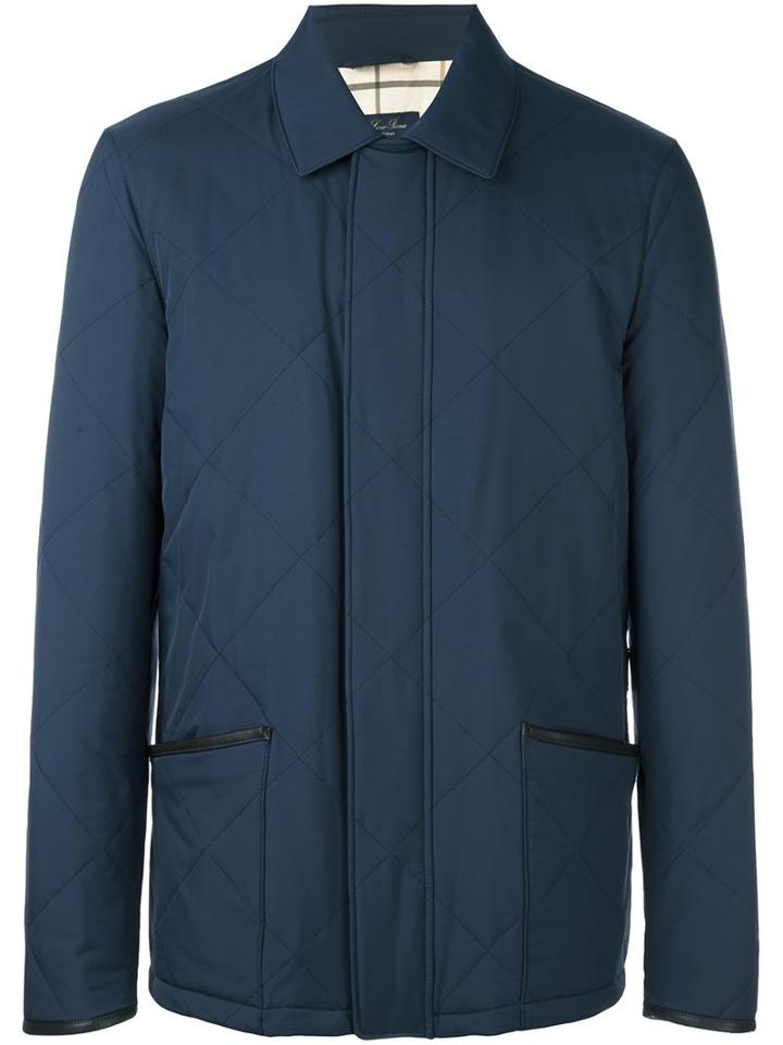 Loro Piana Quilted Effect Buttoned Jacket, Men's, Size: Large, Blue, Polyamide