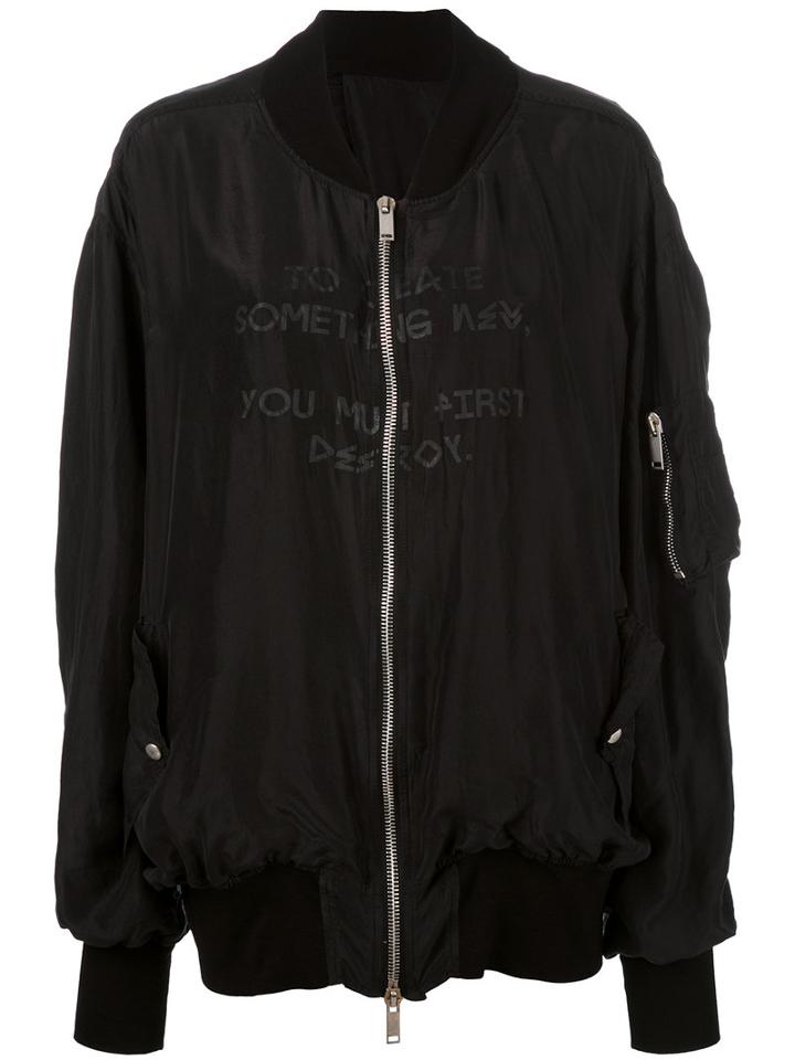 Unravel Project - Oversized Bomber Jacket - Women - Silk/cotton/spandex/elastane - 38, Black, Silk/cotton/spandex/elastane
