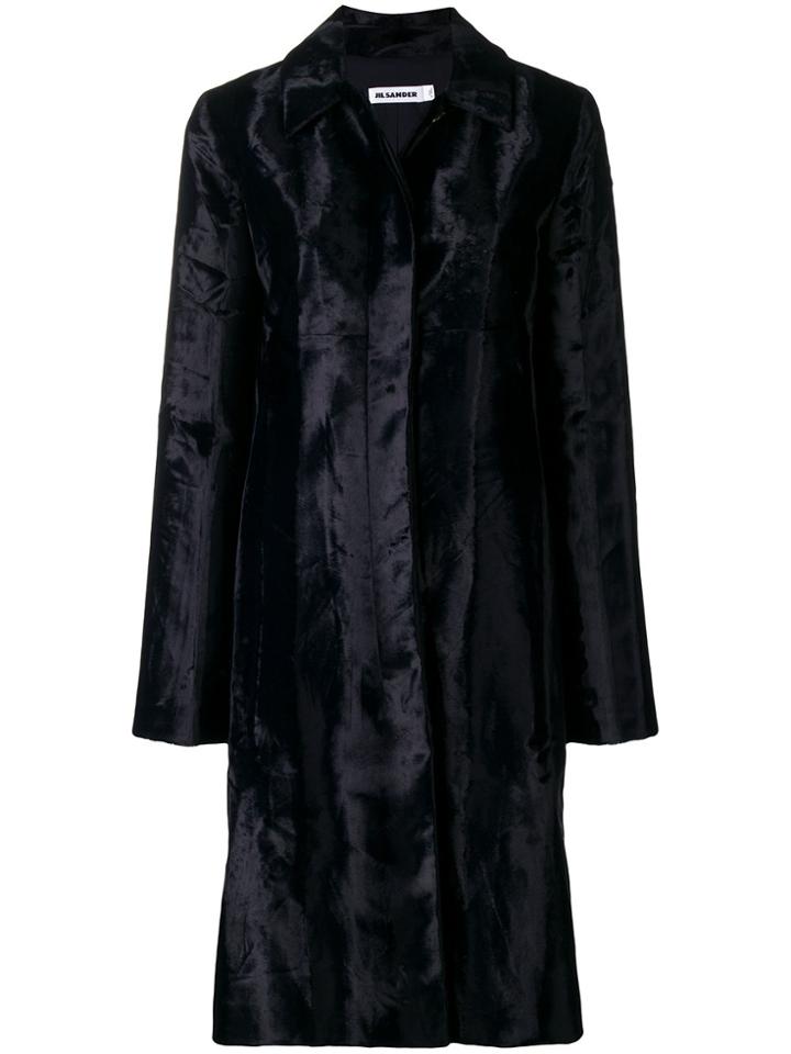 Jil Sander Faux Fur Mid Length Coat - Blue