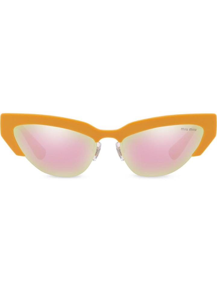 Miu Miu Eyewear Cat-eye Shaped Sunglasses - Yellow