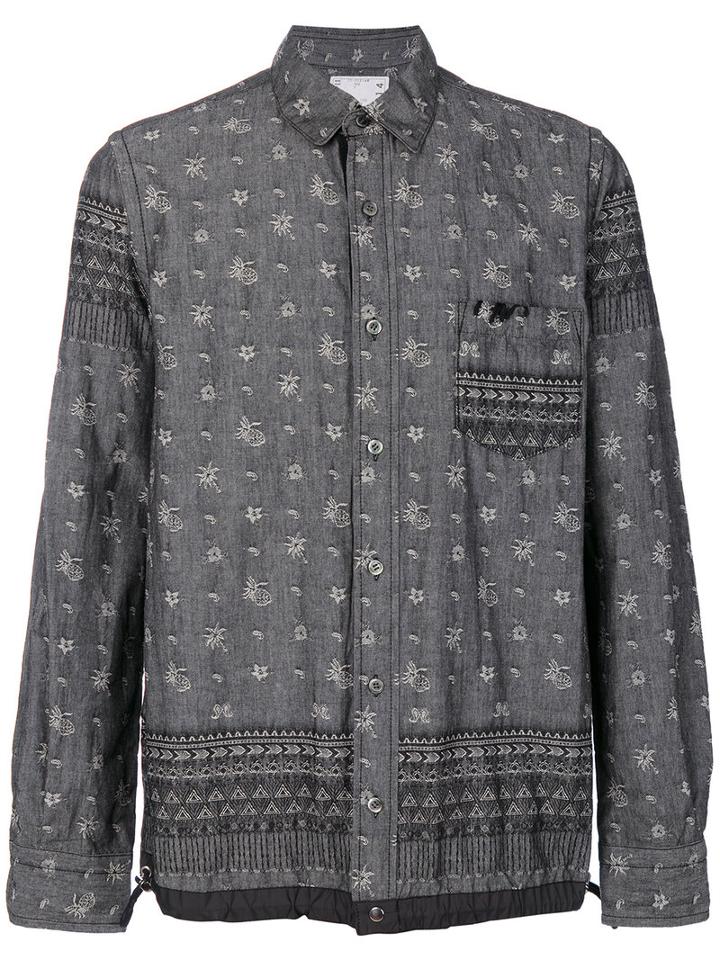 Sacai - Pineapple Drawstring Hem Shirt - Men - Cotton - 2, Grey, Cotton