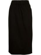 En Route Elastic Waistband Midi Skirt, Women's, Size: 1, Black, Cotton/polyester