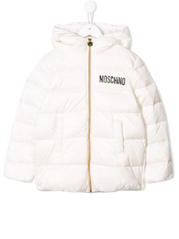 Moschino Kids Teen Hooded Padded Coat - White