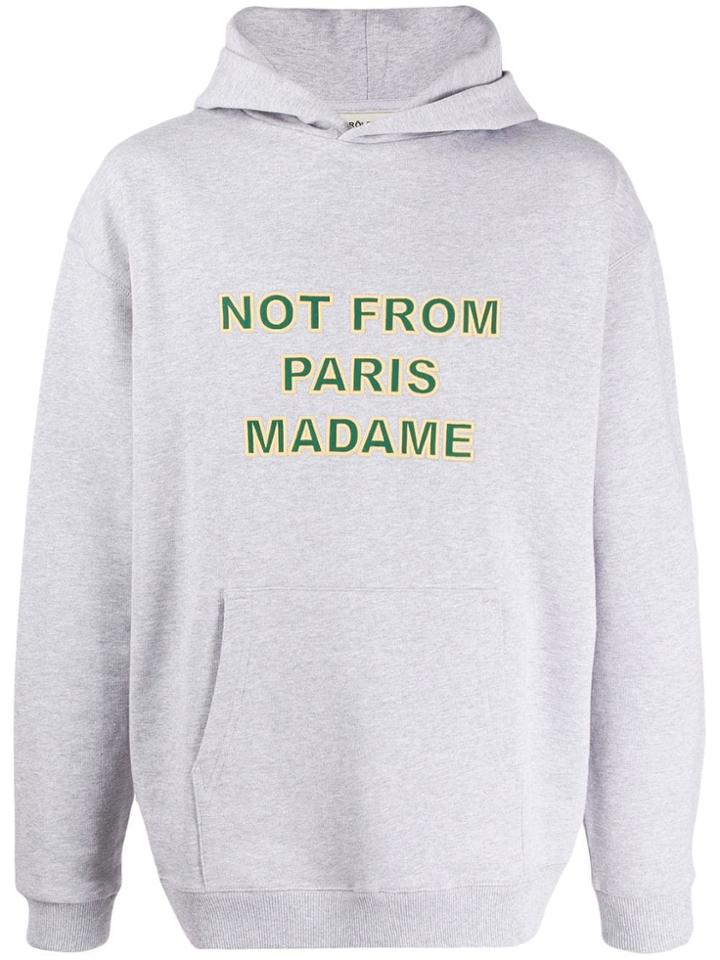 Drôle De Monsieur Embroidered Slogan Hoodie - Grey