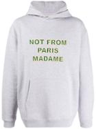 Drôle De Monsieur Embroidered Slogan Hoodie - Grey