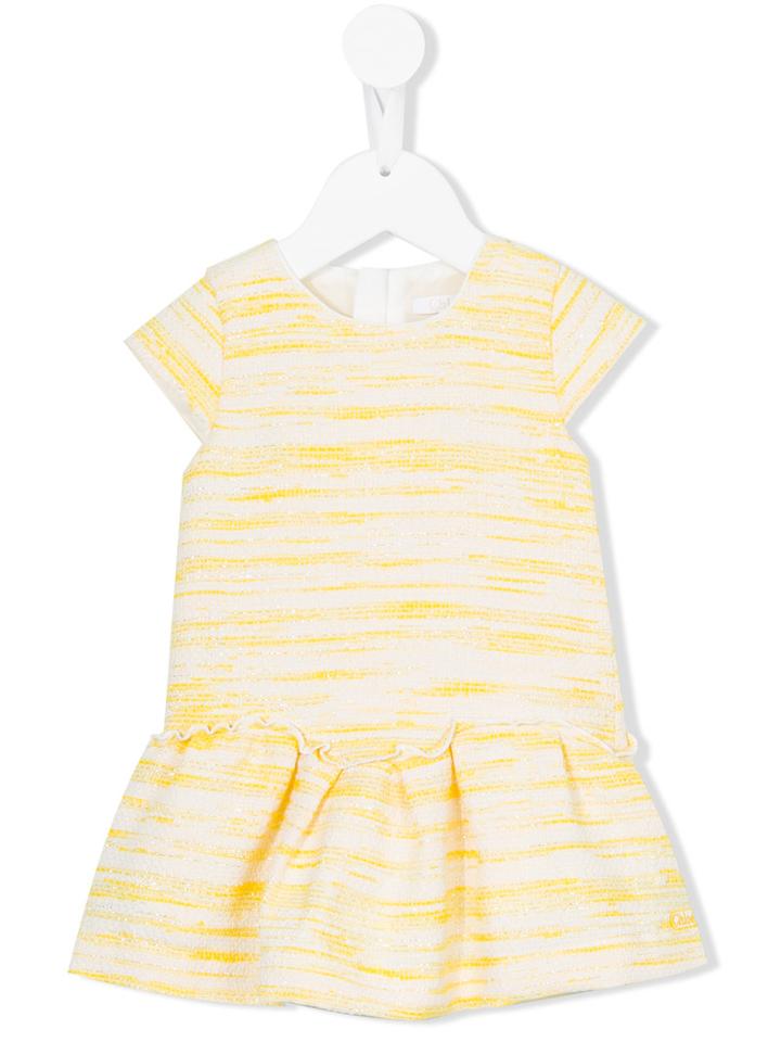 Chloé Kids - Bouclé Dress - Kids - Cotton/polyamide/polyester/metal - 12 Mth, Toddler Girl's, Yellow/orange