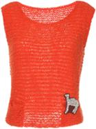 Onefifteen Camel Embroidered Knitted Vest - Yellow