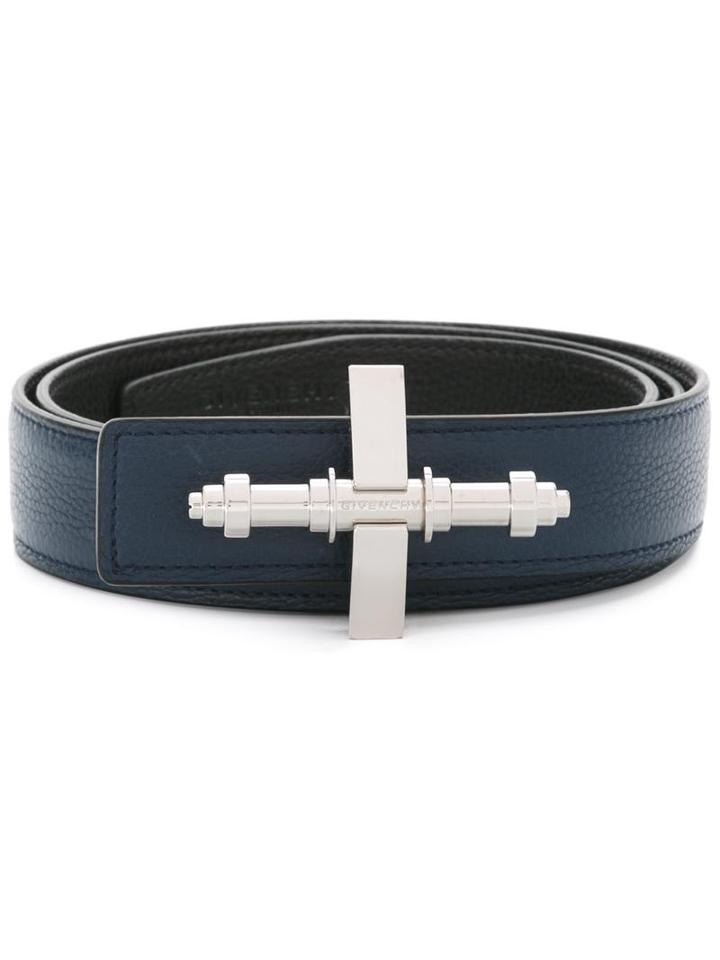 Givenchy Reversible Obsedia Buckle Belt, Men's, Size: 90, Blue, Calf Leather