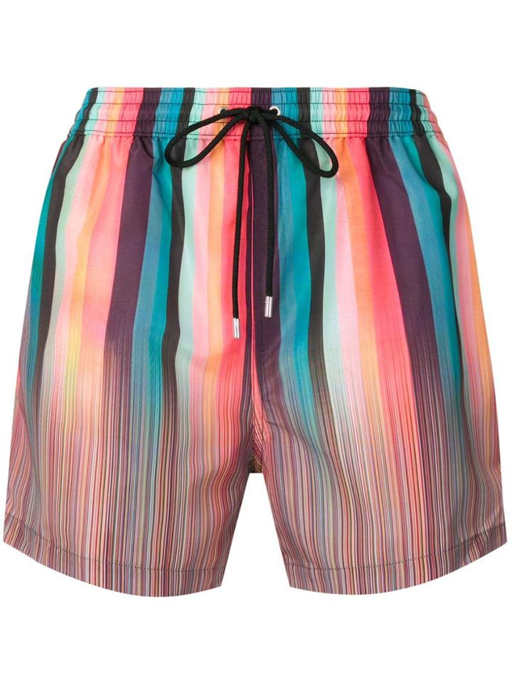 Ps Paul Smith Mixed-stripe Print Shorts - Orange