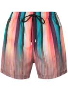 Ps Paul Smith Mixed-stripe Print Shorts - Orange