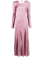 Semicouture Bias-cut Long-sleeved Dress - Pink