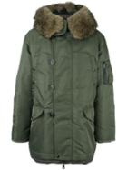 Moncler 'ronier' Parka Coat, Men's, Size: 5, Green, Feather Down/polyamide/coyote Fur