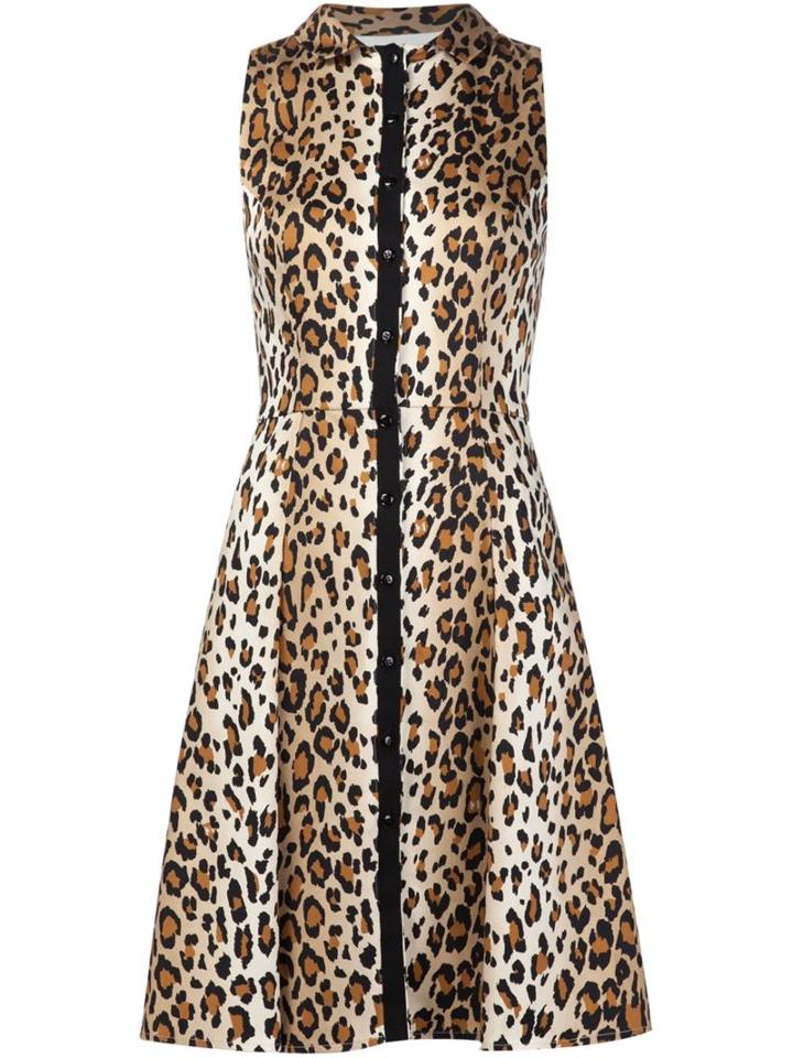 Carolina Herrera Leopard Print Flared Dress