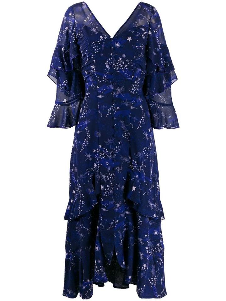 Three Floor Fantasy Star Print Dress - Blue