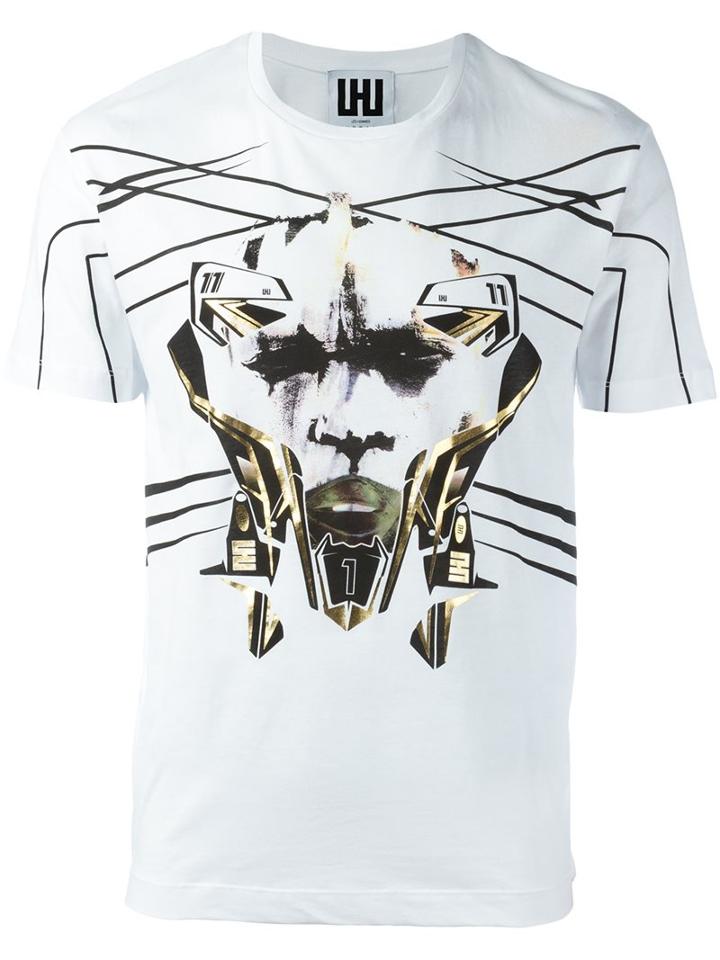 Les Hommes Urban Printed T-shirt, Men's, Size: Large, White, Cotton