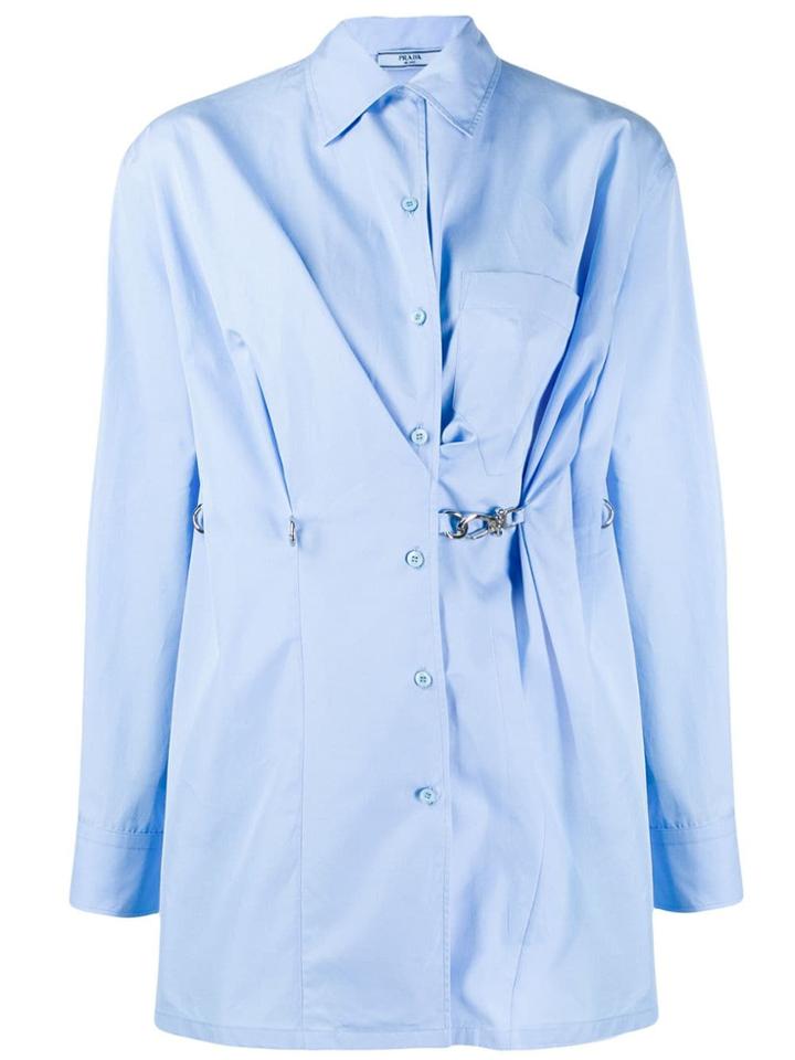 Prada Clip Detail Overshirt - Blue