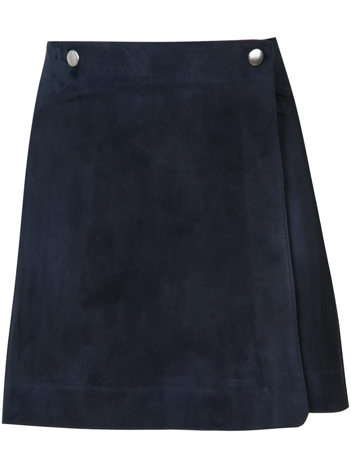 Theory Envelope Mini Skirt, Women's, Size: 0, Blue, Suede