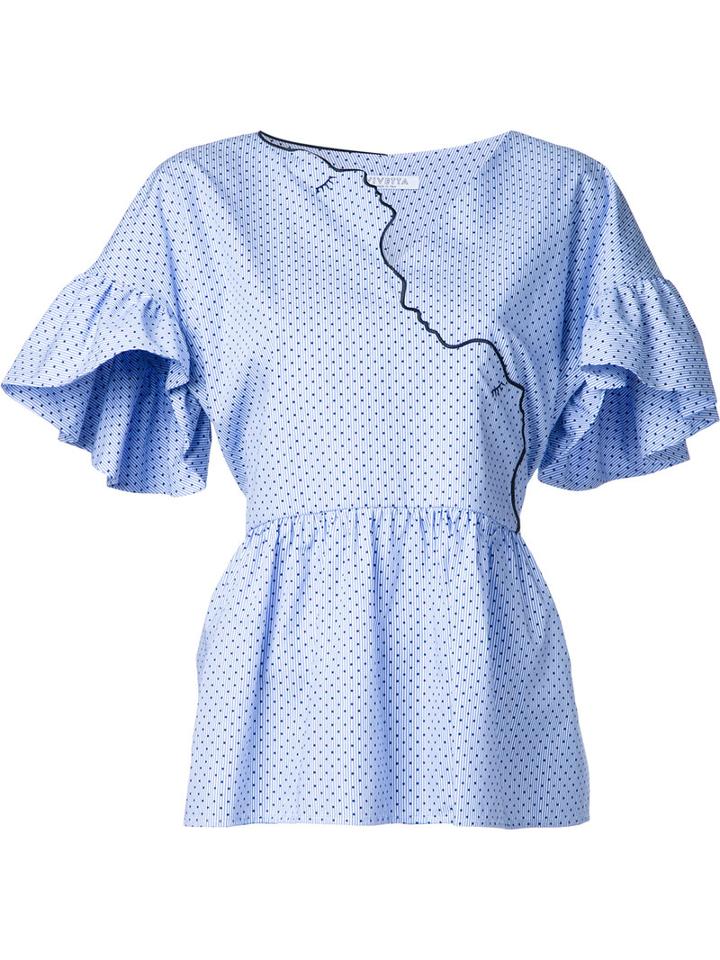 Vivetta Face Shapes Blouse, Size: 40, Blue, Cotton