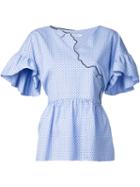 Vivetta Face Shapes Blouse, Size: 40, Blue, Cotton