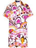Emilio Pucci Printed Laced Collared Dress - Pink & Purple