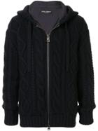 Dolce & Gabbana Cable-knit Zipped Hoodie - Blue