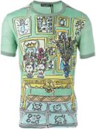 Dolce & Gabbana Drawing Print T-shirt, Men's, Size: 46, Green, Cotton