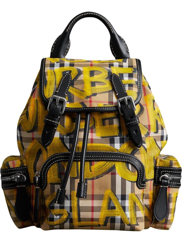 Burberry Multicoloured Vintage Check Graffiti Rucksack - Yellow
