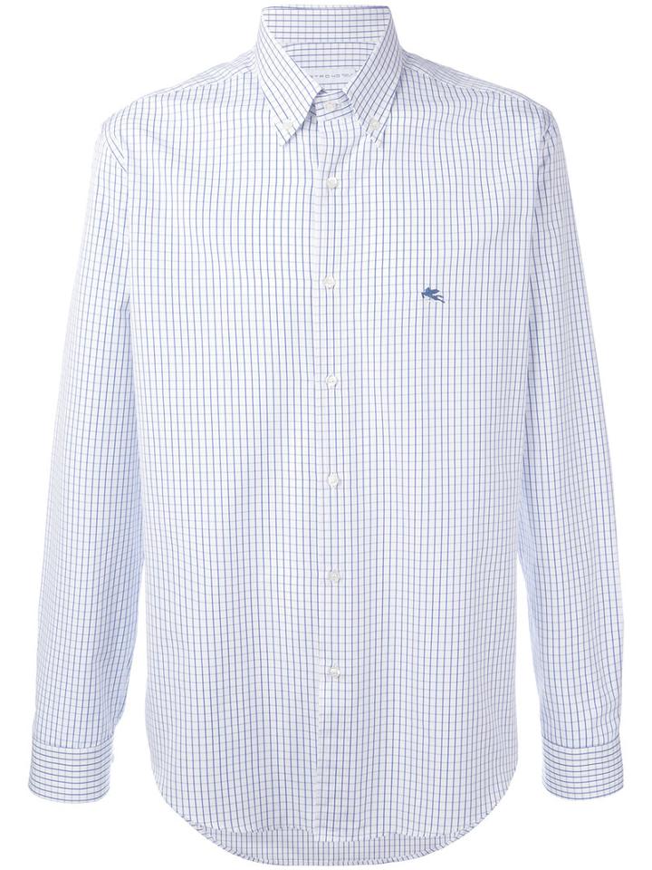 Etro - Checked Shirt - Men - Cotton - 41, Blue, Cotton