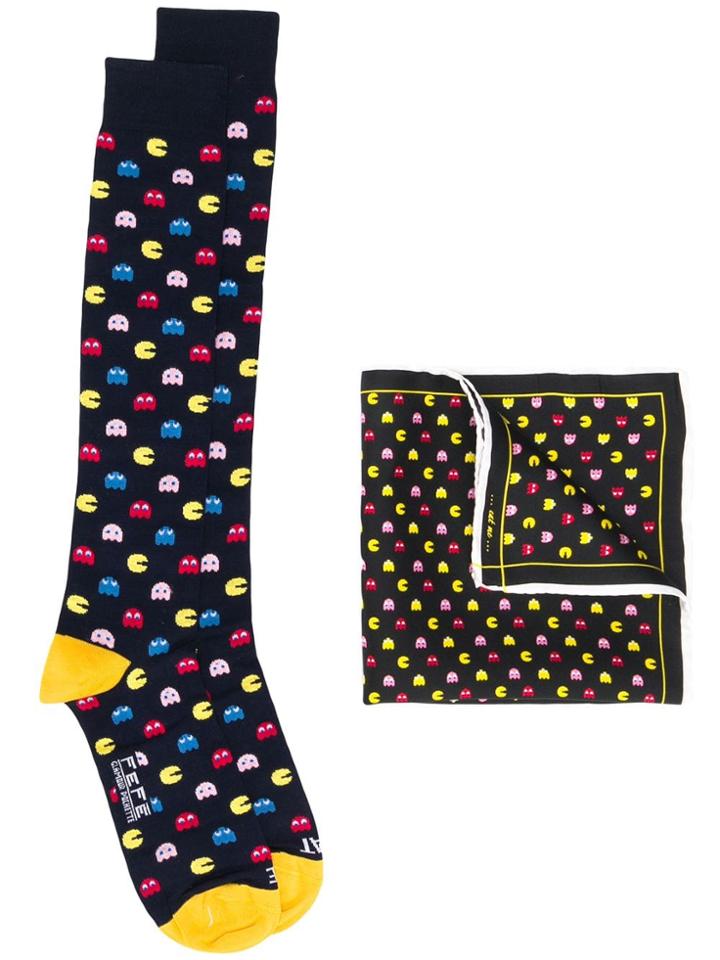 Fefè Pac-man Socks And Pocket Square Set - Blue