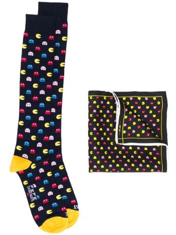 Fefè Pac-man Socks And Pocket Square Set - Blue