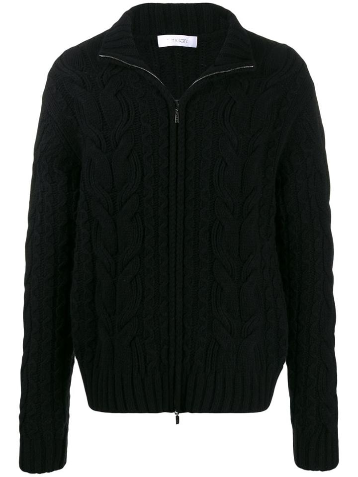 Cruciani Zipped Cable Knit Jumper - Black