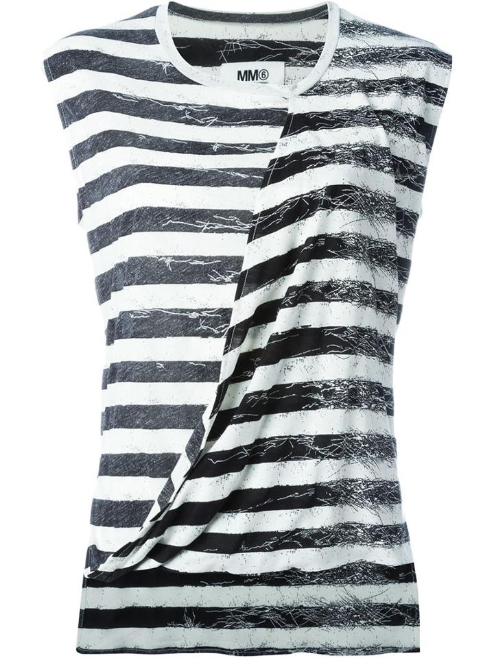 Mm6 Maison Margiela Draped Front Striped Tank Top