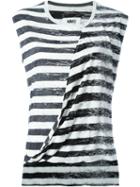 Mm6 Maison Margiela Draped Front Striped Tank Top