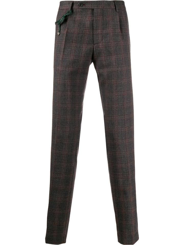 Berwich Plaid Skinny Trousers - Grey