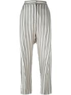 Alberto Biani Striped Trousers, Women's, Size: 40, Grey, Silk