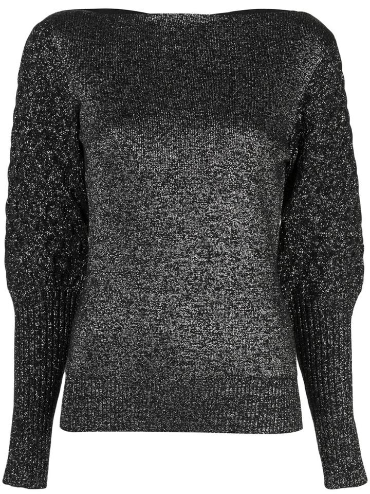 Sachin & Babi Metallic Boat Neck Jumper - Black